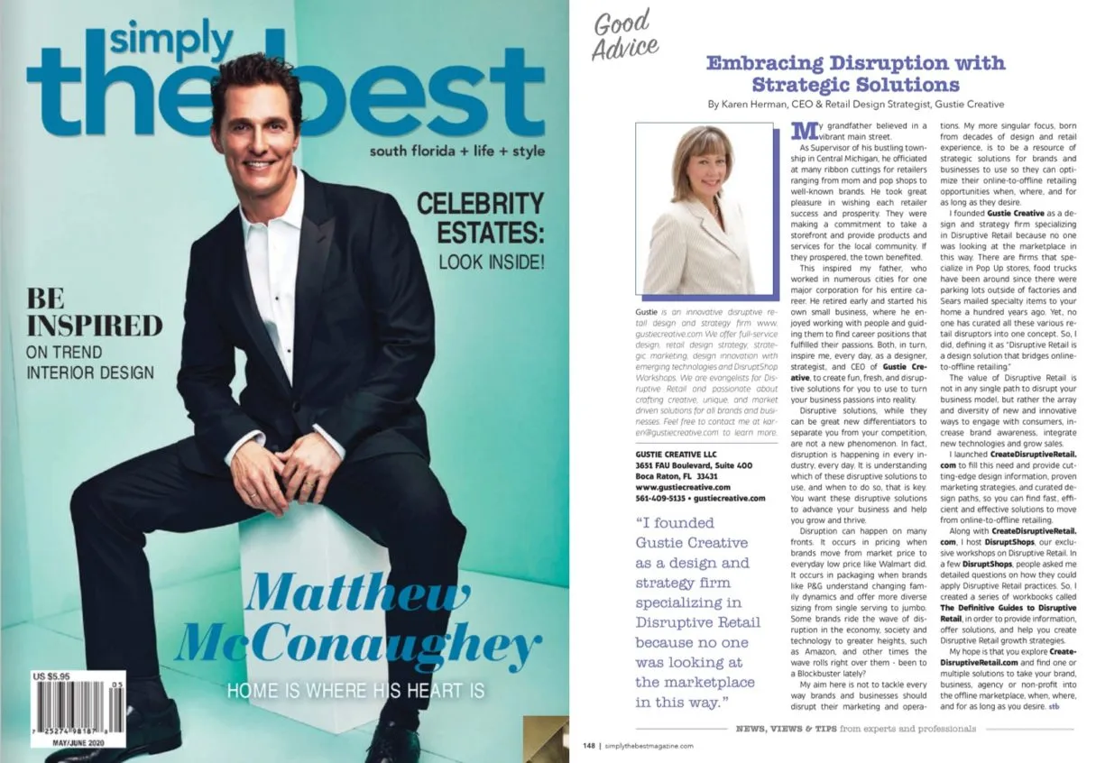 Simply the Best Magazine May 2020 and Embracing Disruption with Strategic Solutions, Karen Herman, Gustie Creative