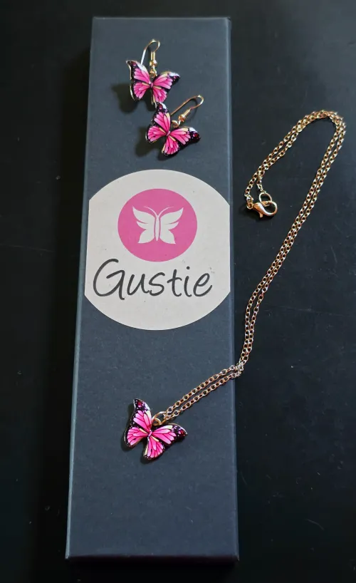 Gustie CDR Butterfly Necklace and Earrings